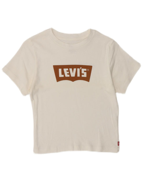 Женская укороченная футболка с рисунком Levi's Top UK 8, маленькая белая