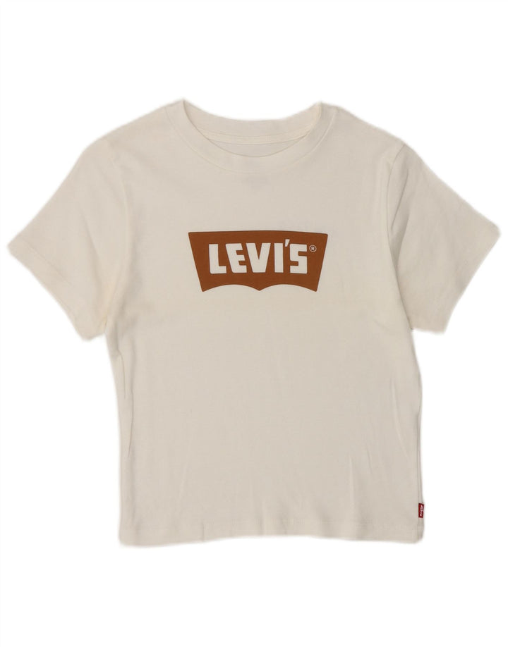 Женская укороченная футболка с рисунком Levi's Top UK 8, маленькая белая