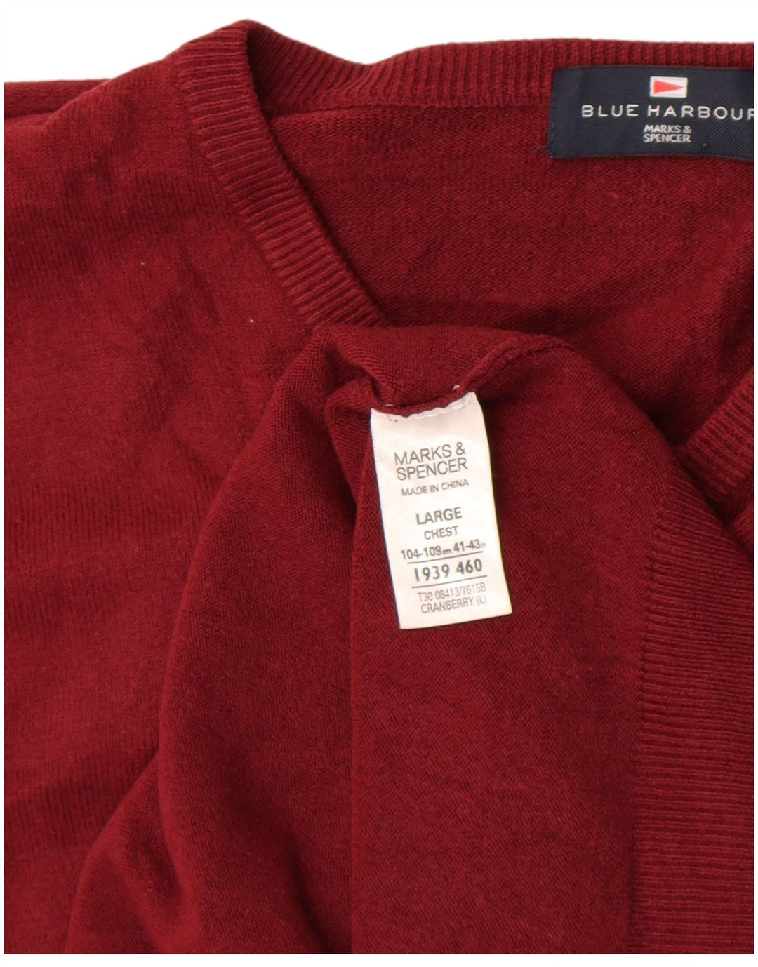 Мужской джемпер с v-образным вырезом Marks & Spencer, большой красный акрил