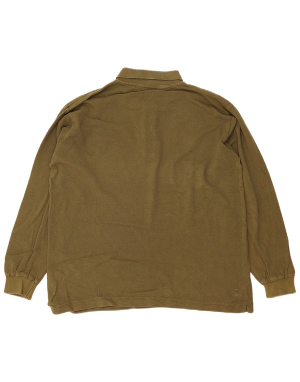 Kappa Mens Long Sleeve Polo Shirt Medium Khaki Cotton
