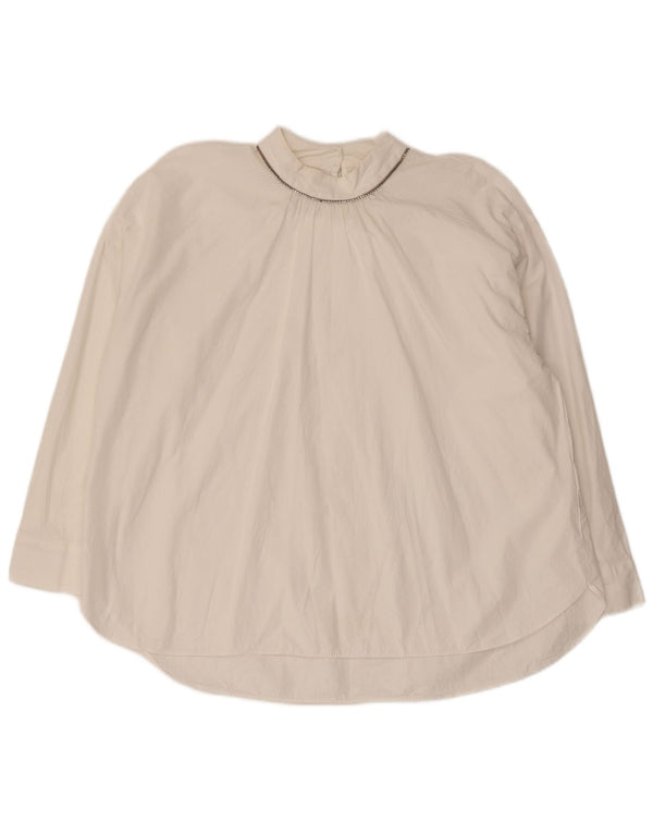 Женская блузка оверсайз с длинным рукавом ZARA UK 6 XS, белый хлопок