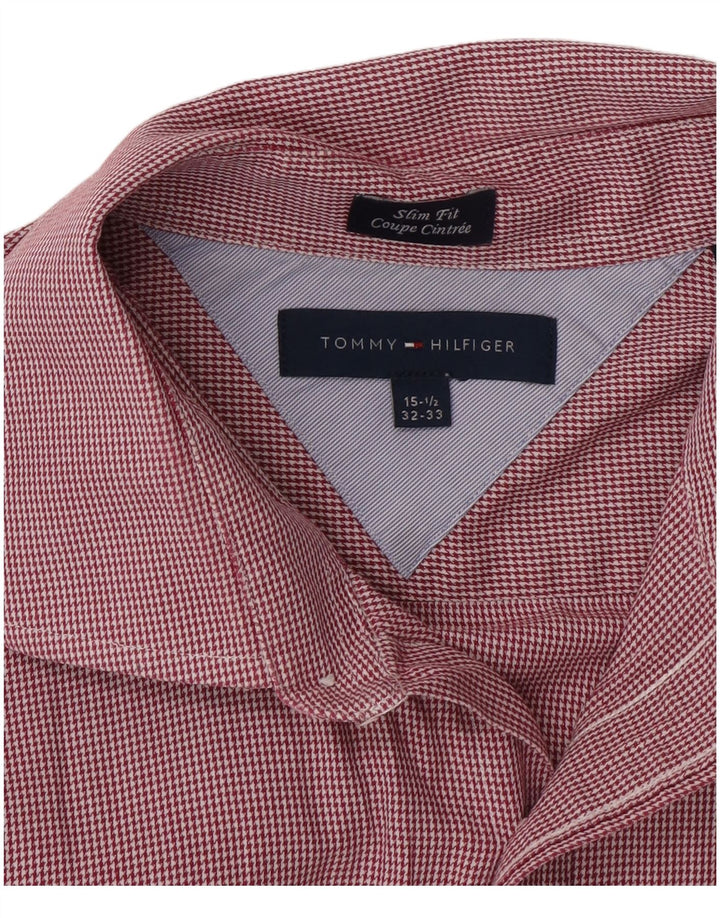 Мужская рубашка узкого кроя Tommy Hilfiger, размер 15 1/2, средний красный в клетку