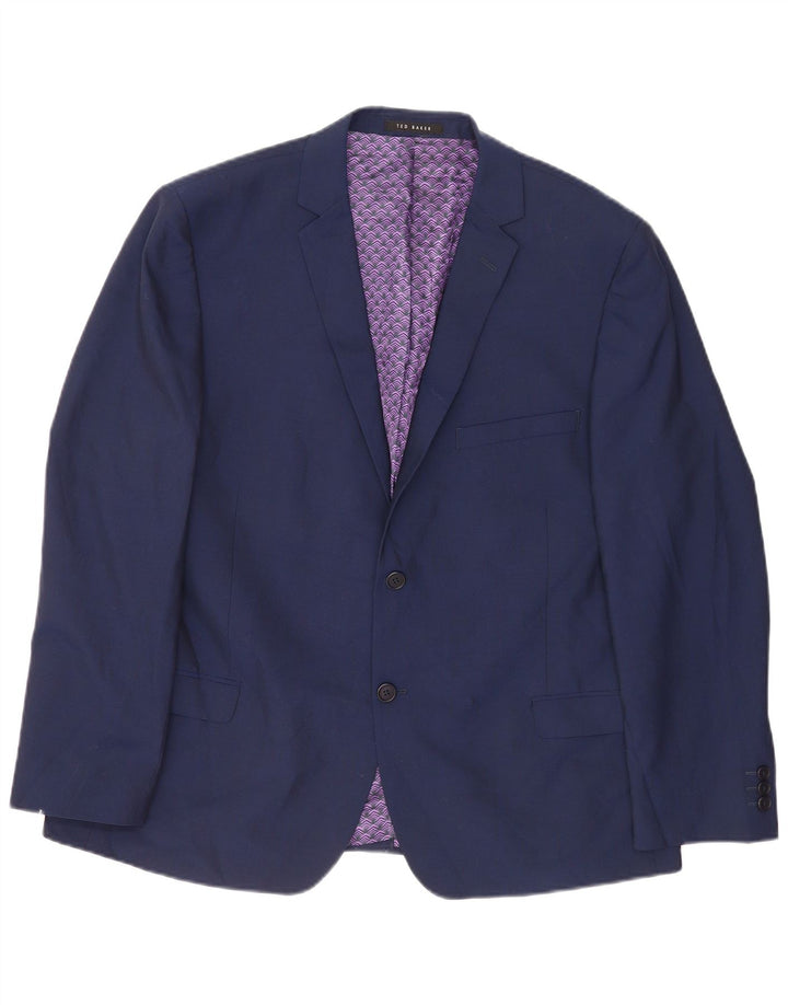 Мужской пиджак с 2 пуговицами Ted Baker UK 46 3XL темно-синий шерстяной