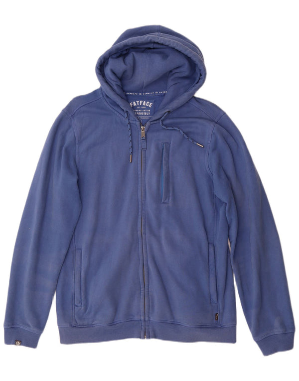 FAT FACE Мужской свитер с капюшоном на молнии, большой синий хлопок