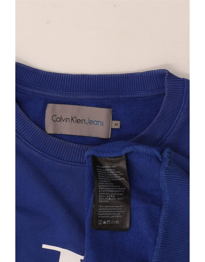 Calvin Klein Jeans Мужской свитшот с рисунком, джемпер, средний синий, хлопок