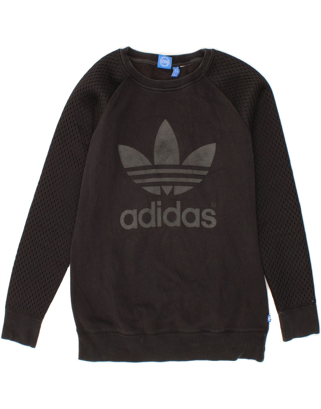 ADIDAS Womens Oversized Graphic Sweatshirt Jumper UK 10 Small  Black Vintage Adidas and Second-Hand Adidas from Messina Hembry 