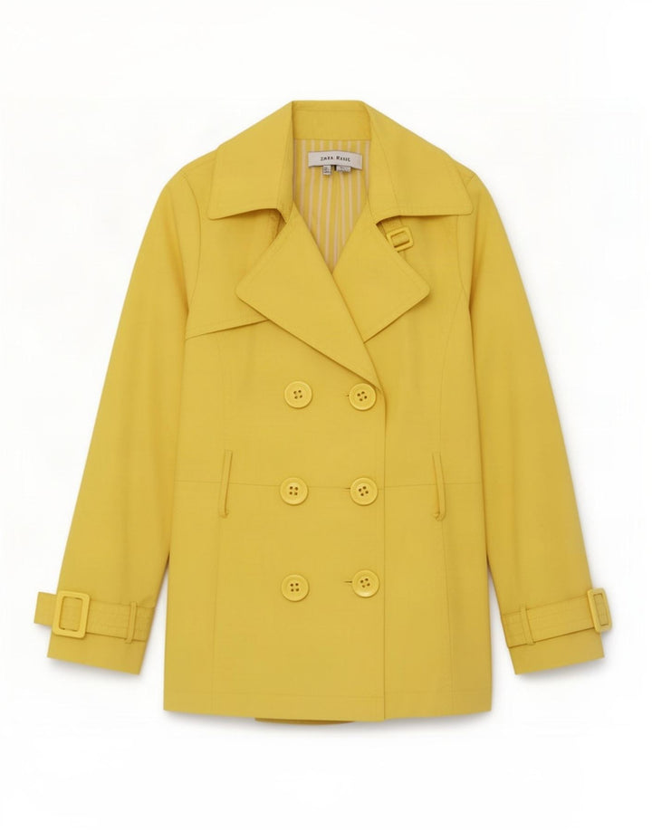 Женский тренч Zara UK 10, маленький желтый полиэстер