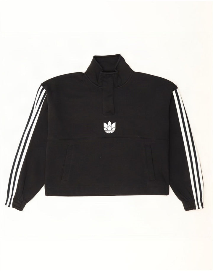 Женский джемпер большого размера с укороченным вырезом на пуговицах Adidas UK 8, маленький черный