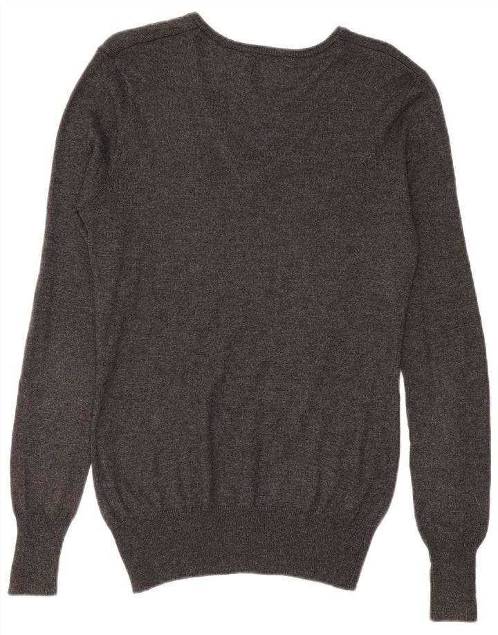 RIFLE Womens V-Neck Jumper Sweater UK 14 Medium Grey