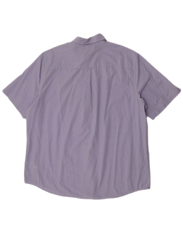 Мужская рубашка Chaps с коротким рукавом 2XL, фиолетовая, хлопок с узором "гусиные лапки"