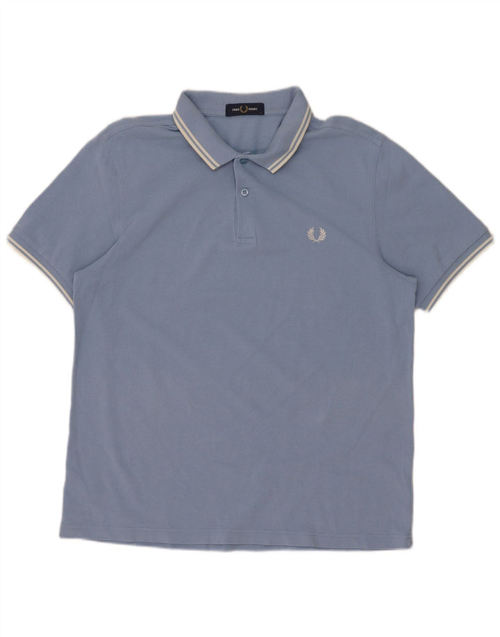 Мужская рубашка-поло Fred Perry в большую синюю полоску из хлопка