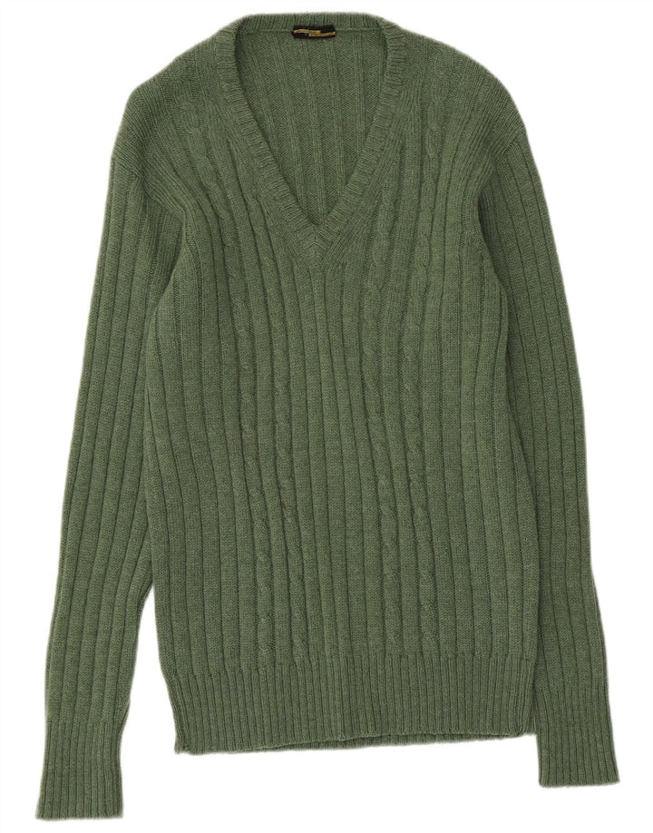Мужской джемпер с v-образным вырезом Valdoglio, маленький зеленый шерстяной свитер