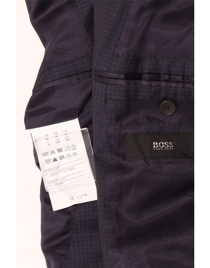 Мужской пиджак с 2 пуговицами Hugo Boss IT 48 Medium Navy Blue в клетку