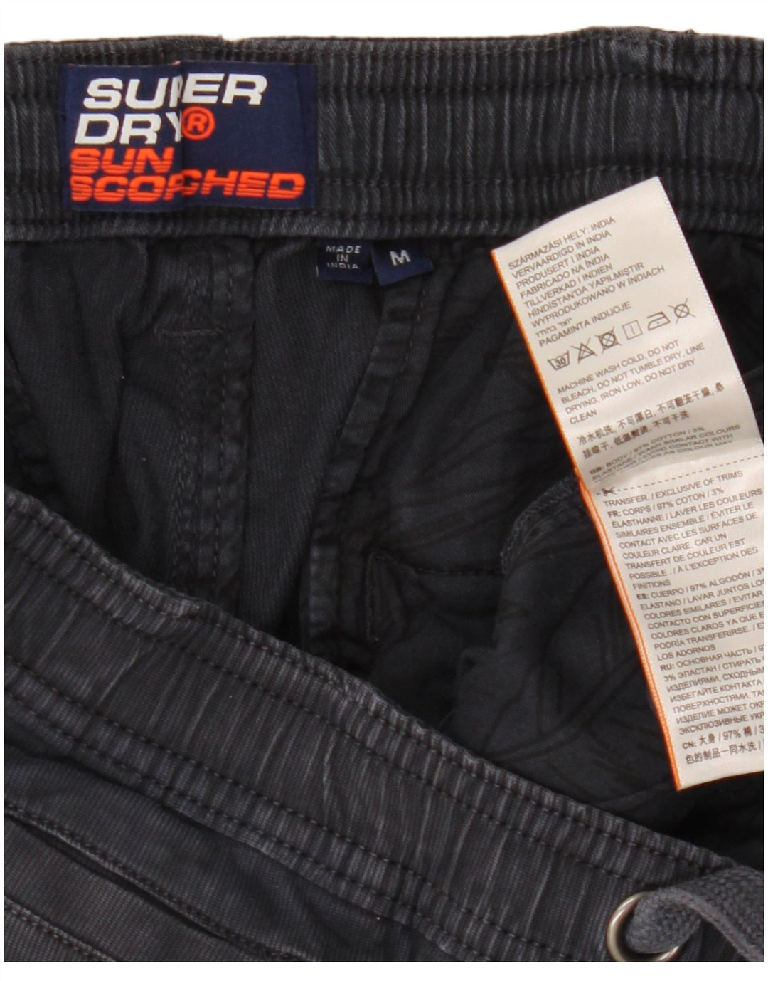 Мужские шорты чинос Superdry среднего размера, темно-синие, хлопок