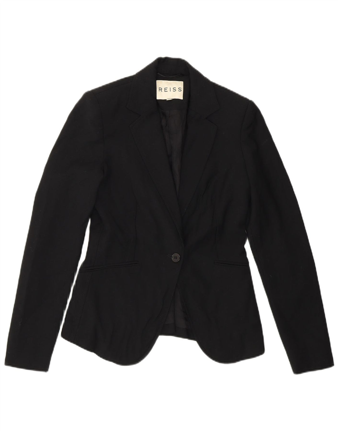 REISS Womens 1 Button Blazer Jacket UK 6 XS Black Polyester