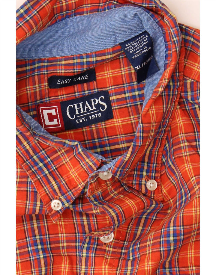 Мужская рубашка Chaps XL из хлопка в оранжевую клетку
