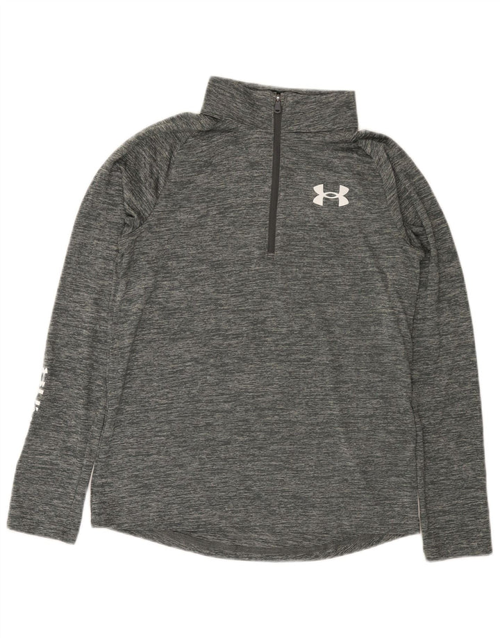 Пуловер с рисунком для девочек Under Armour, спортивный костюм, топ 11–12 лет, большой серый цвет