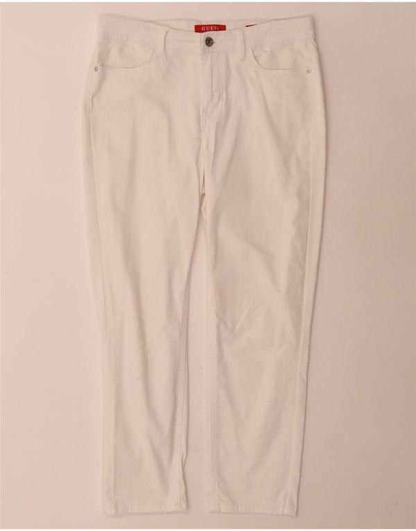 Guess Женские узкие укороченные брюки W28 L25, белый хлопок
