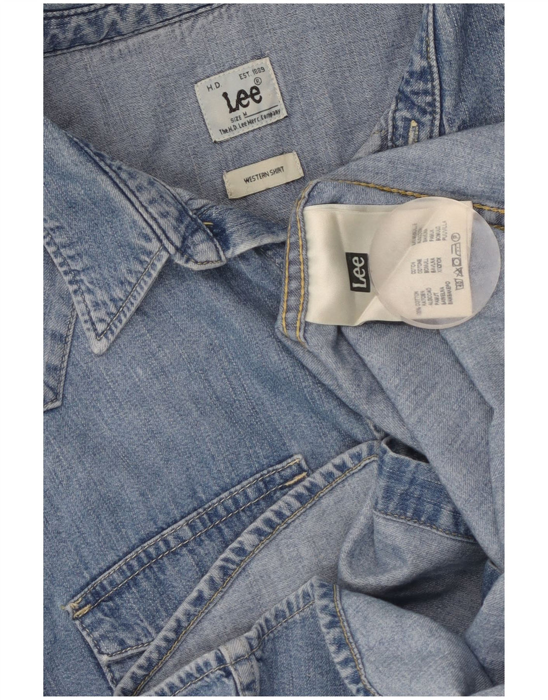 Мужская джинсовая рубашка LEE, хлопок среднего синего цвета