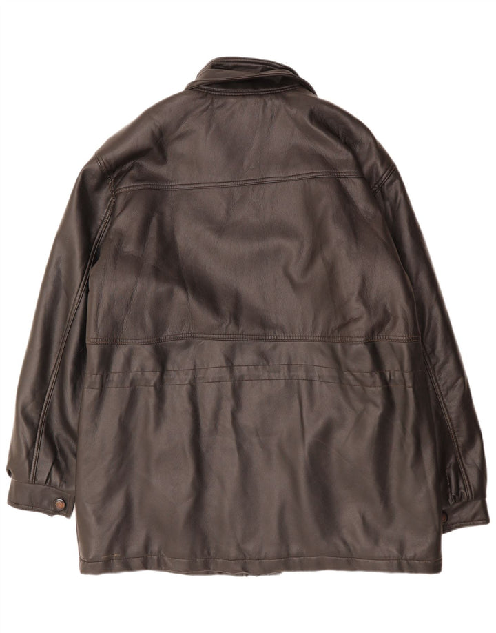 Мужское кожаное пальто NUTSHELL UK 40 большое черное