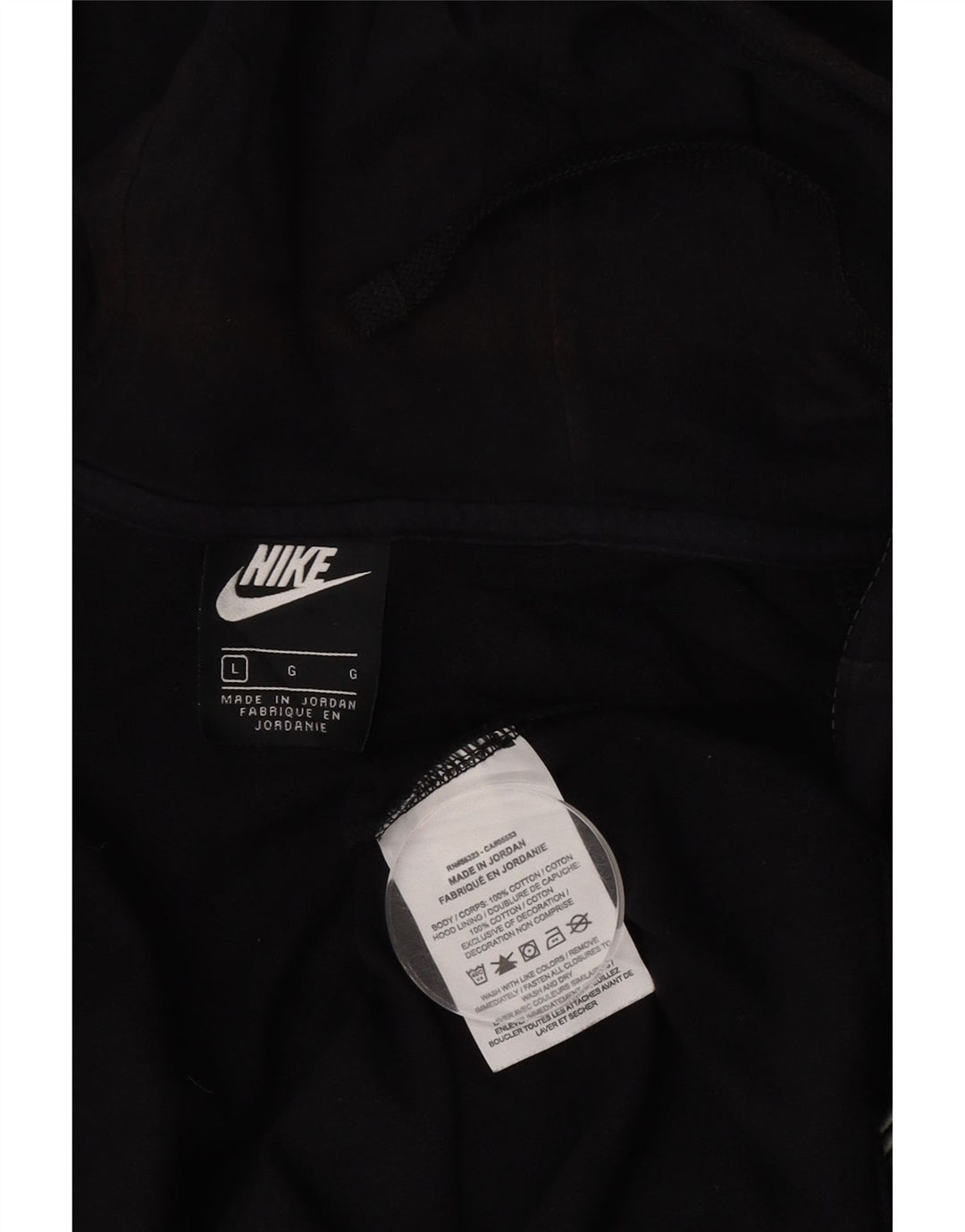 Мужской свитер с капюшоном на молнии Nike, большой черный, хлопковый