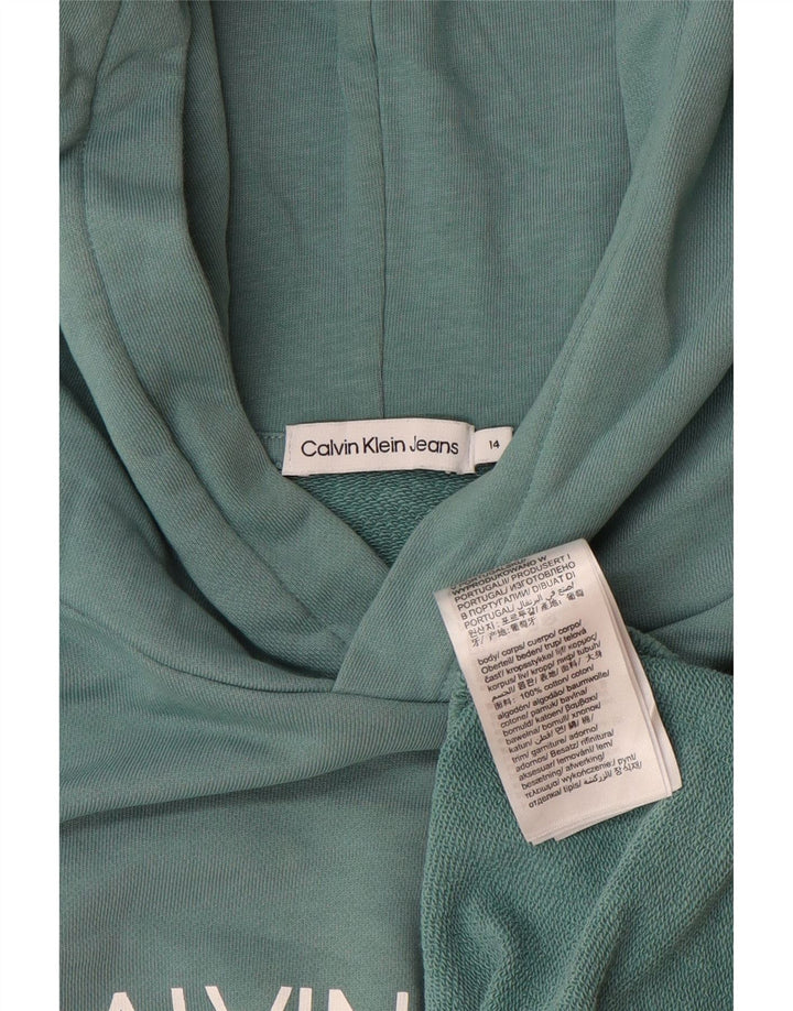 CALVIN KLEIN JEANS Джемпер с капюшоном и рисунком для мальчиков, 13–14 лет, зеленый хлопок