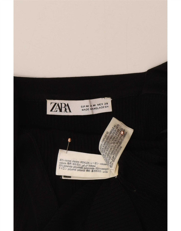 Женский укороченный топ на бретельках Zara UK 12, средний черный, вискоза