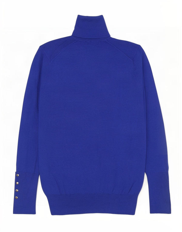 Zara Womens Roll Neck Jumper Sweater UK 10 Small Blue Viscose