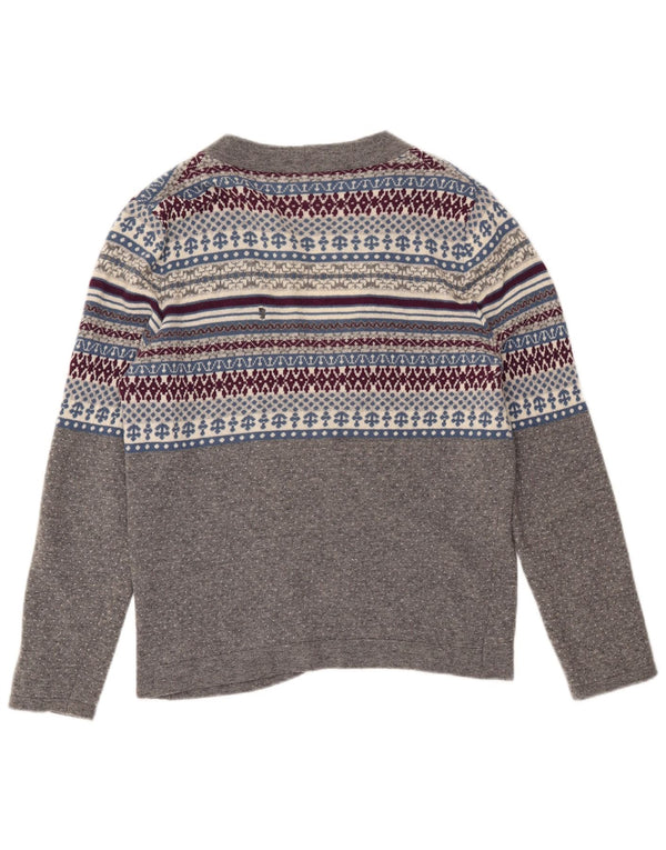 Женский кардиган Benetton UK 14, средний серый, шерсть Fair Isle