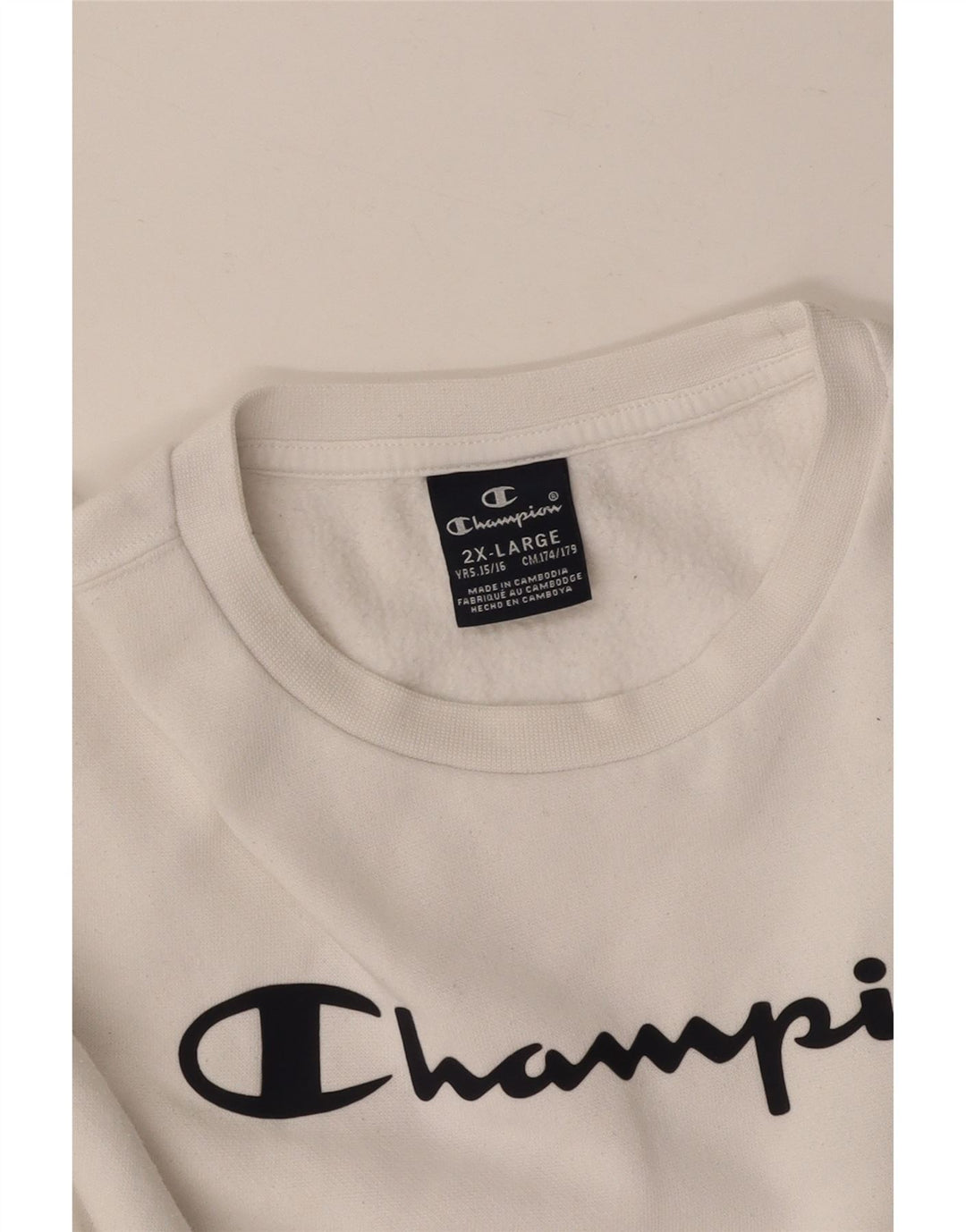 CHAMPION Boys Graphic Sweatshirt Jumper 15-16 Years 2XL White