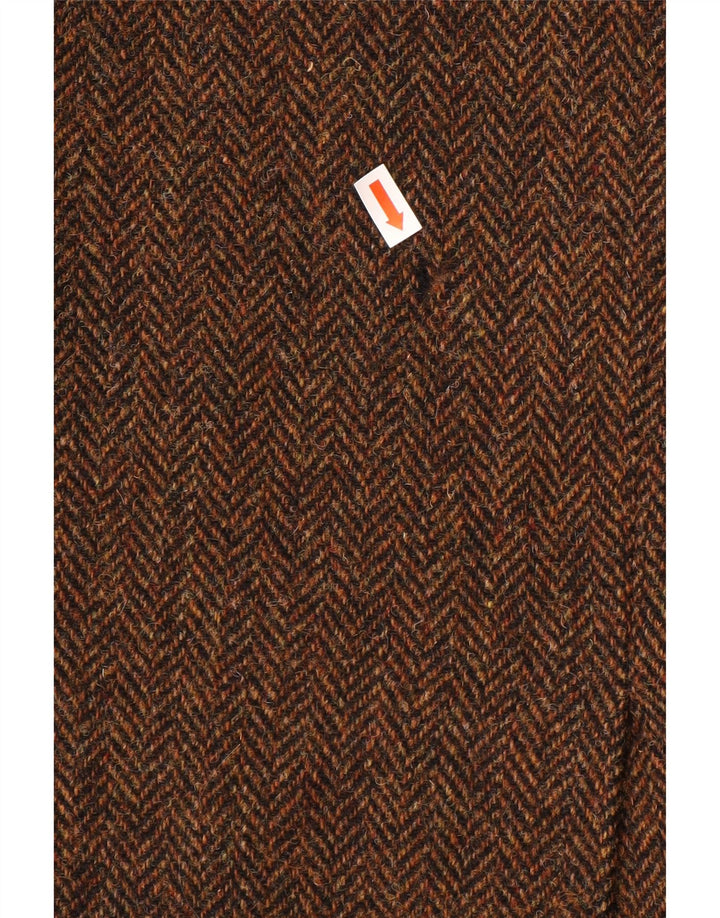 Мужской твидовый пиджак Harris на 2 пуговицах UK 46 3XL Коричневый шерстяной узор с узором «елочка»