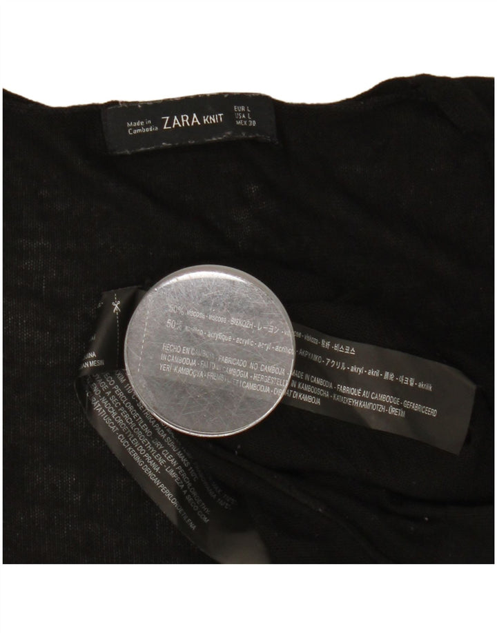 Женский топ Zara с длинным рукавом UK 16, большой черный, вискоза