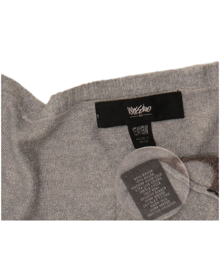 MOSSIMO Женский укороченный джемпер с вырезом лодочкой, Великобритания 16/18, большой серый с цветочным принтом