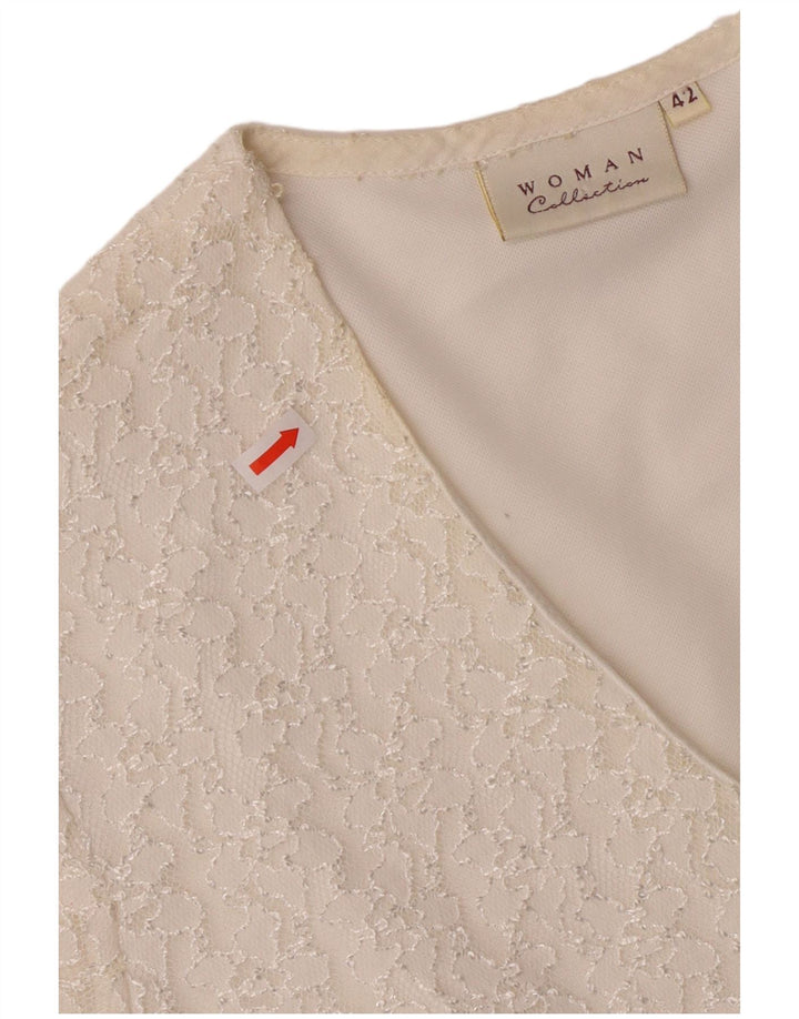 Винтажная женская блузка-рубашка с коротким рукавом IT 42 Medium Off White Полиамид