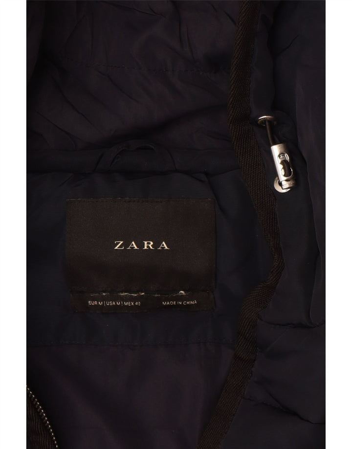 Мужская стеганая куртка ZARA UK 38, средний темно-синий, цветной блок