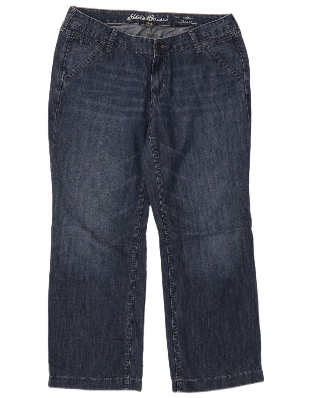 Женские прямые джинсы Eddie Bauer, размер США 12, большие размеры W35 L27, синий хлопок