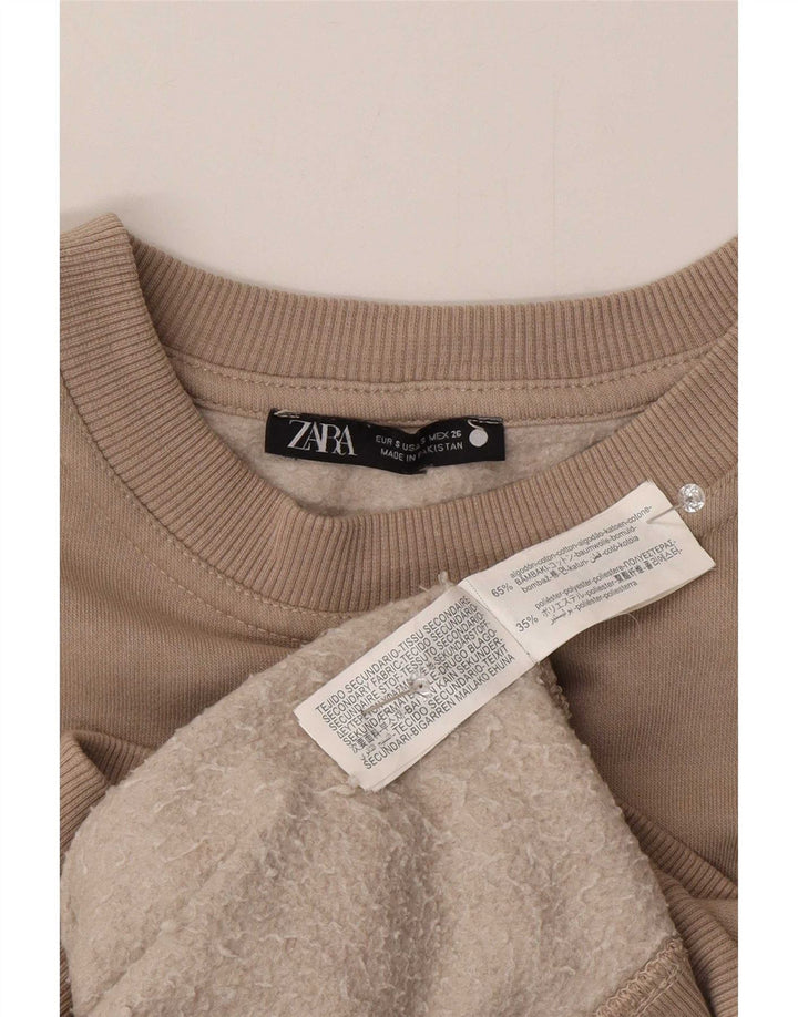 Женский джемпер-толстовка оверсайз Zara UK 10, маленький размер, бежевый хлопок