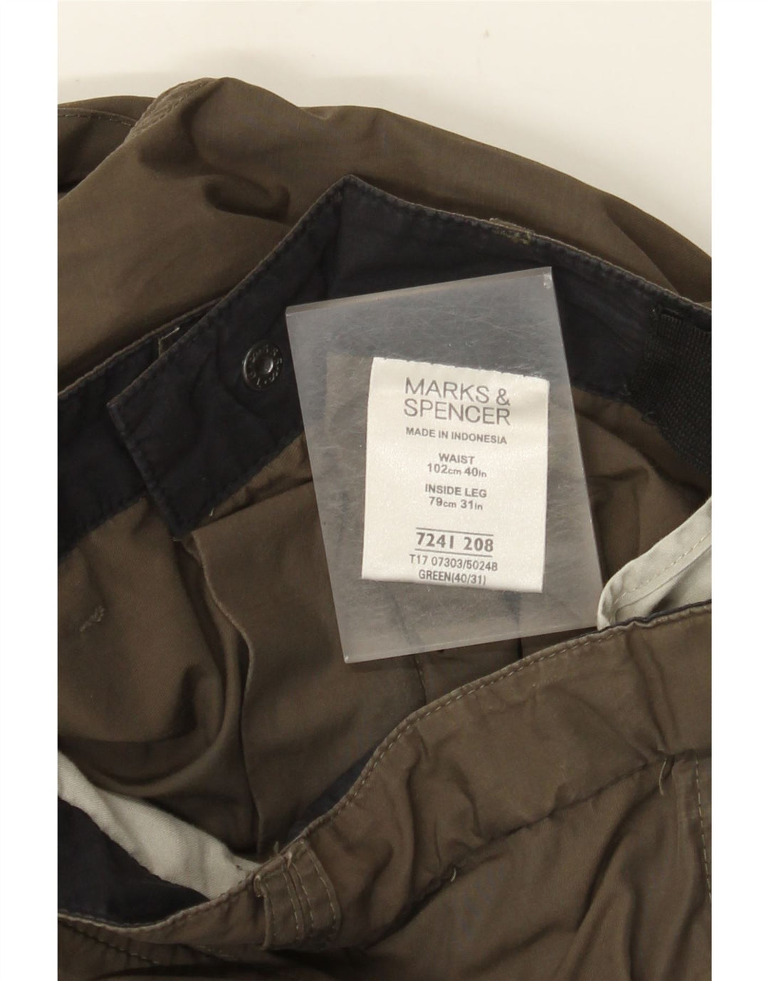 Мужские прямые брюки карго MARKS & SPENCER W40 L31, зеленый полиамид