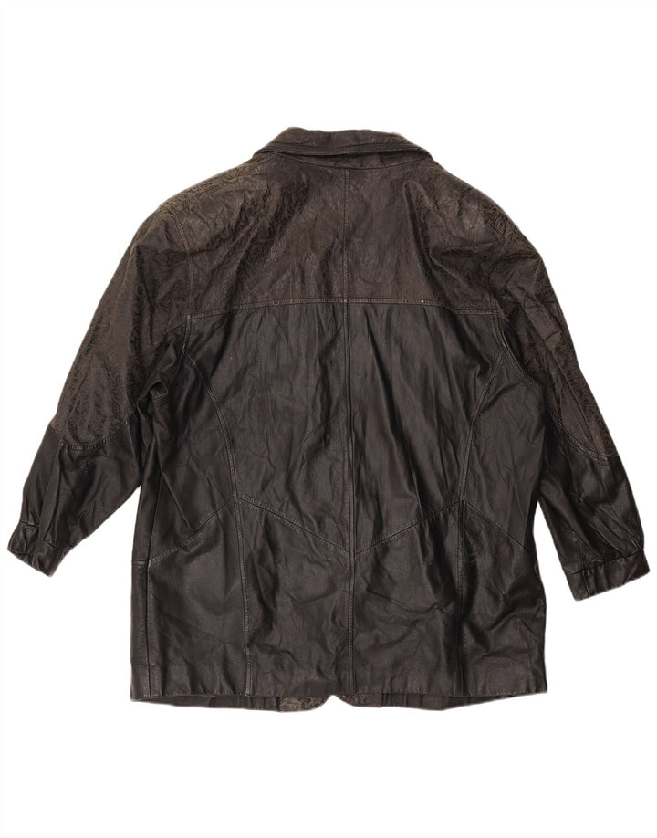 Винтажная мужская кожаная куртка свободного кроя IT 46, маленькая черная кожа