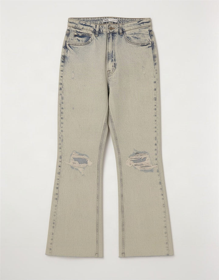 Женские потертые джинсы Zara Bootcut EU 38, маленькие W28 L26, синие