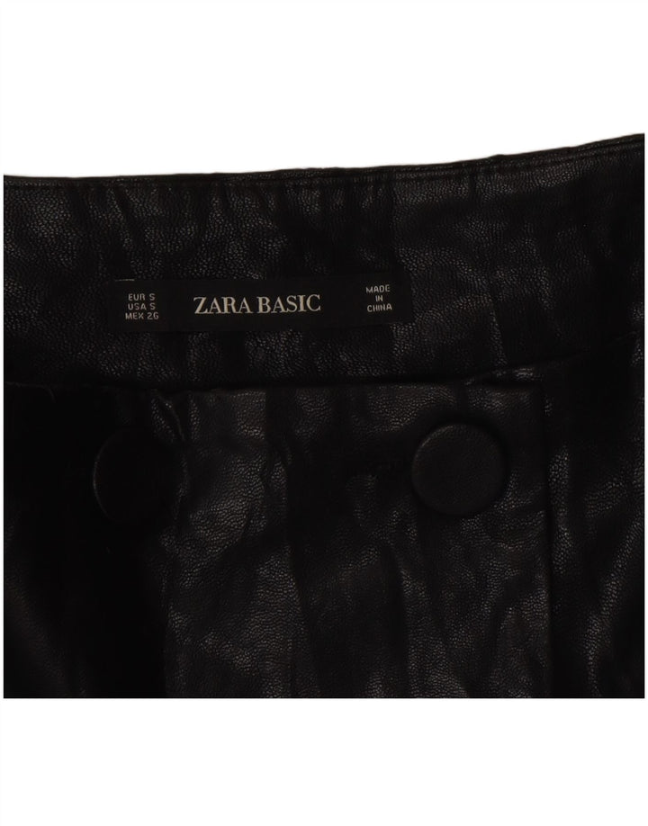 Женская юбка с запахом из искусственной кожи Zara, маленькая W26, черная