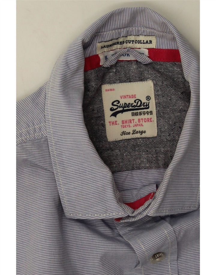 Мужская рубашка Superdry, большая синяя хлопковая полоска