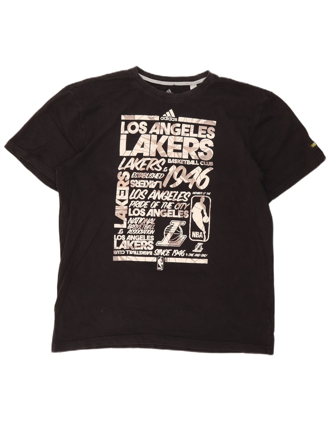 Мужская футболка ADIDAS Los Angeles Lakers с рисунком, 2XL, черный хлопок