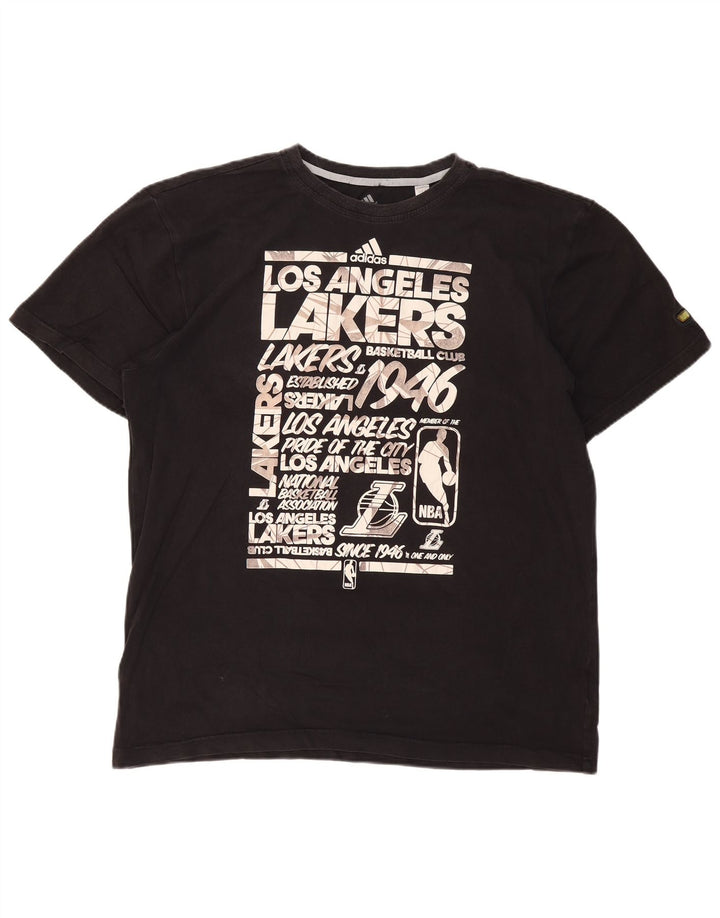 Мужская футболка ADIDAS Los Angeles Lakers с рисунком, 2XL, черный хлопок