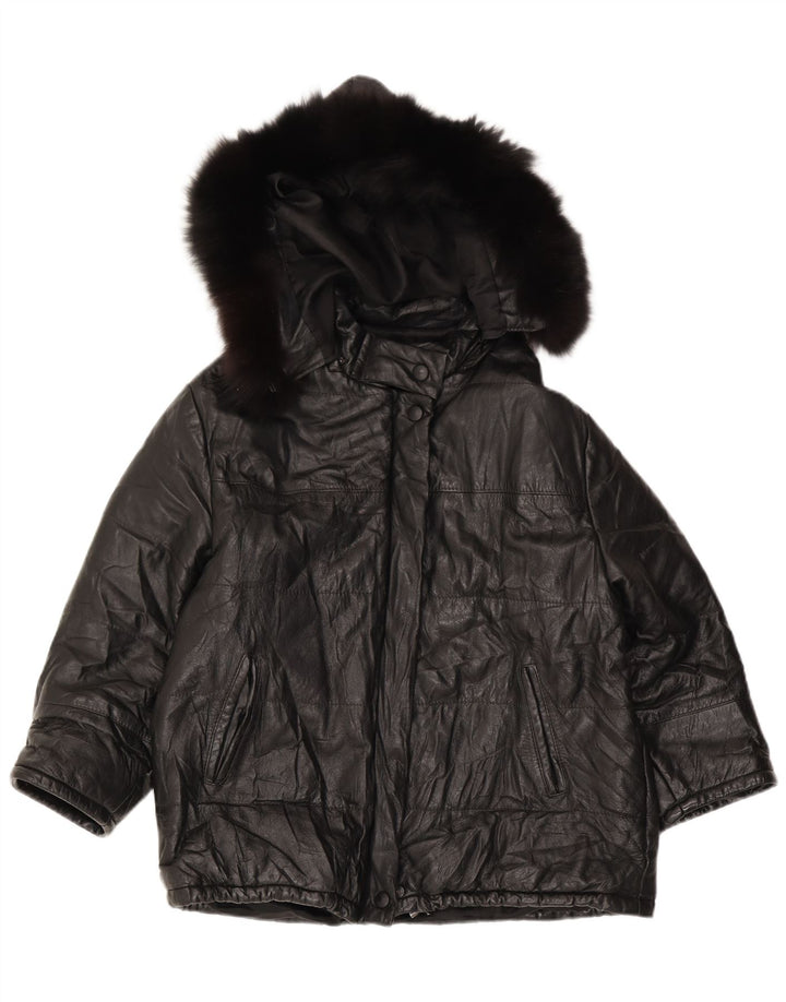 Женская кожаная куртка с капюшоном Max UK 18 XL, черная