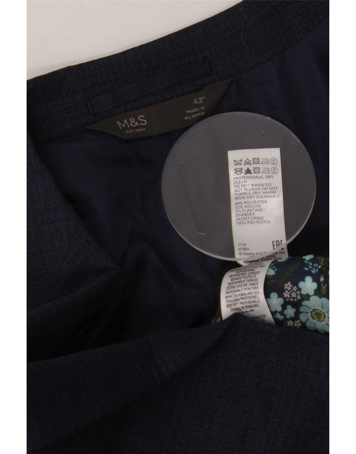 Мужской пиджак с 2 пуговицами Marks & Spencer UK 42, большой темно-синий полиэстер