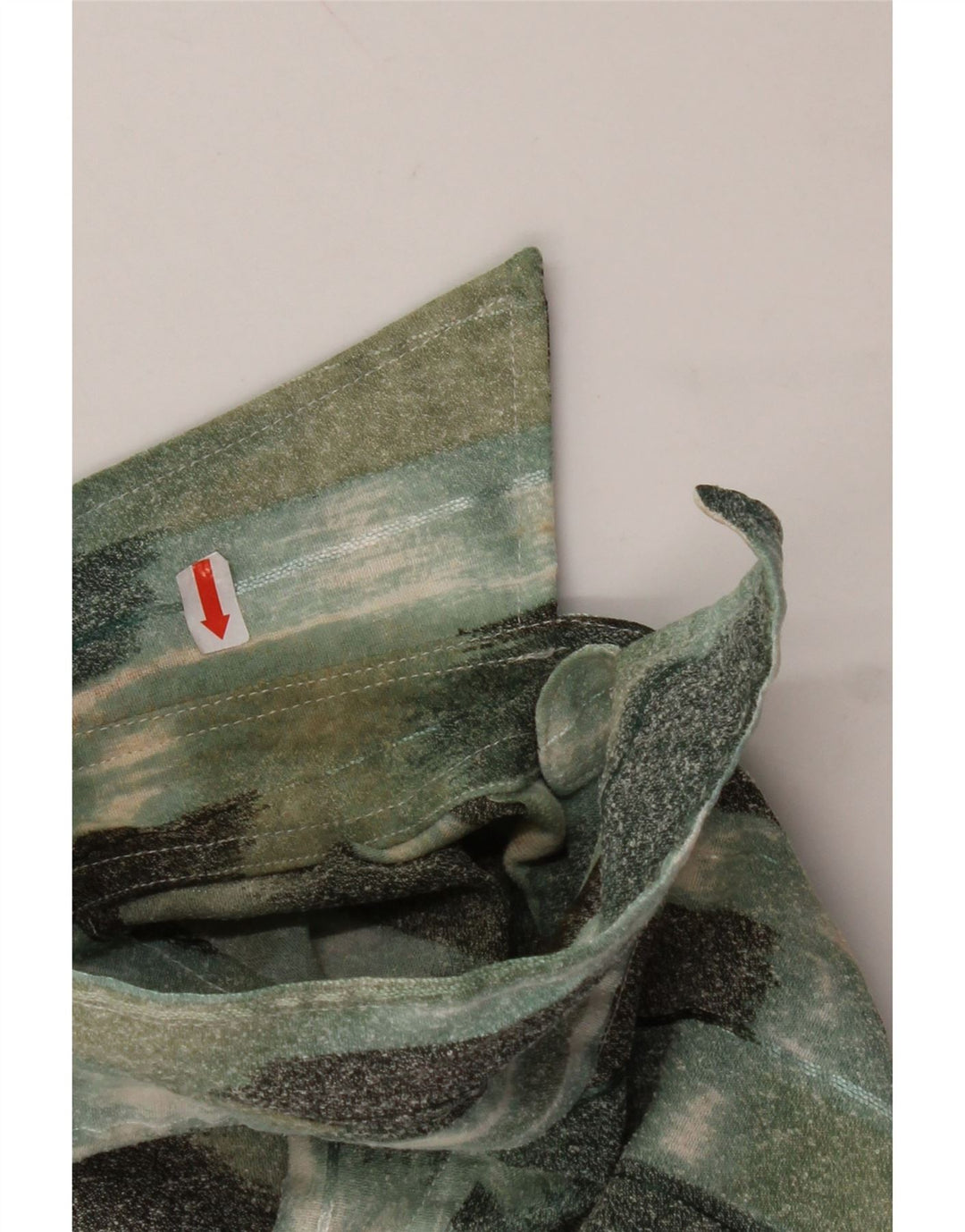 VINTAGE Мужская рубашка с коротким рукавом, большая зеленая с геометрическим рисунком