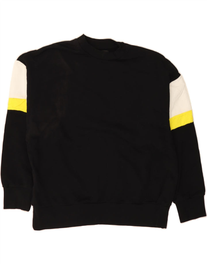 ZARA Mens Sweatshirt Jumper Medium Black Colourblock Cotton Vintage Zara and Second-Hand Zara from Messina Hembry 