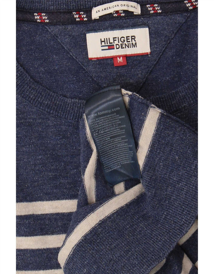 Мужской свитер с вырезом лодочкой Tommy Hilfiger, средний темно-синий в полоску