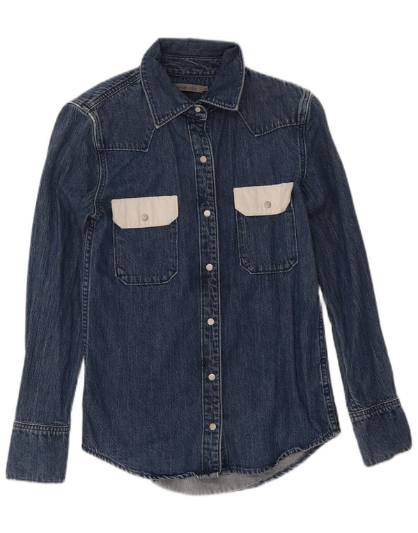 Женская джинсовая рубашка Calvin Klein Jeans UK 6 XS Темно-синяя, хлопок с цветными блоками